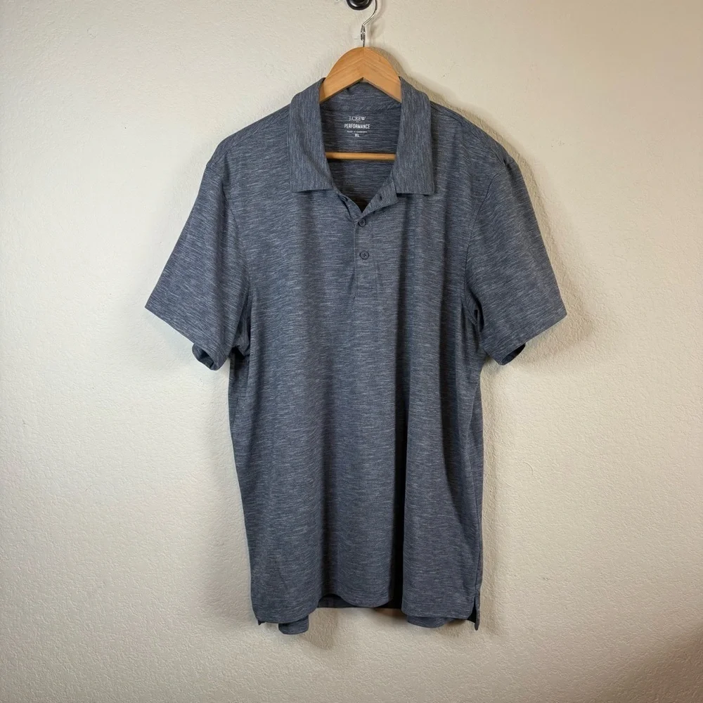 J Crew Gray Performance Short Sleeve Polo Shirt Lightweight Casual Top Size XL